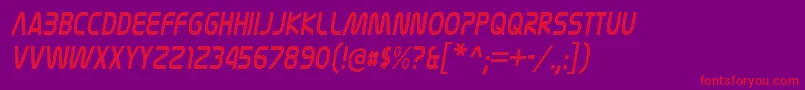 Czcionka NasalizationcdItalic – czerwone czcionki na fioletowym tle