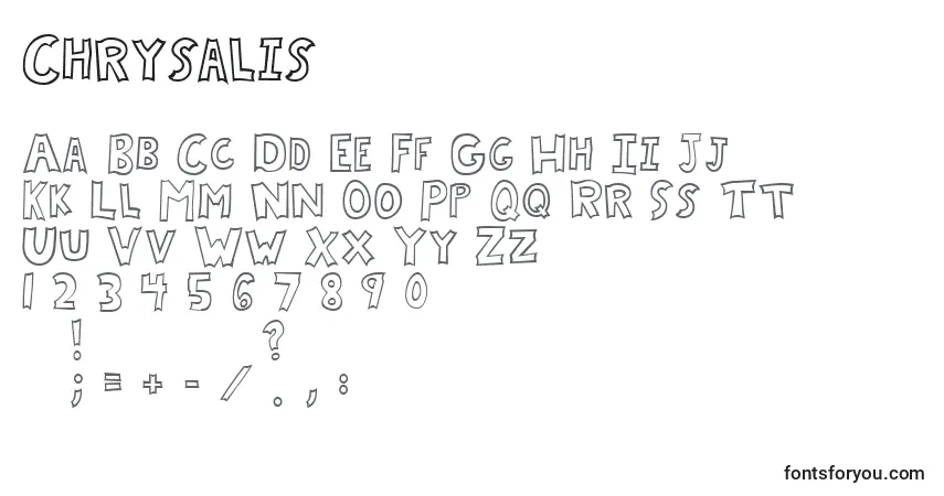 Czcionka Chrysalis – alfabet, cyfry, specjalne znaki