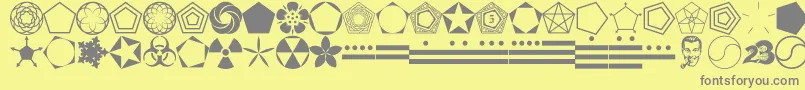 FnordPodge-Schriftart – Graue Schriften auf gelbem Hintergrund