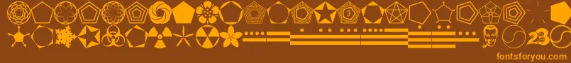 FnordPodge-Schriftart – Orangefarbene Schriften auf braunem Hintergrund