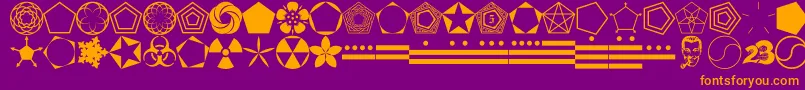 FnordPodge-Schriftart – Orangefarbene Schriften auf violettem Hintergrund