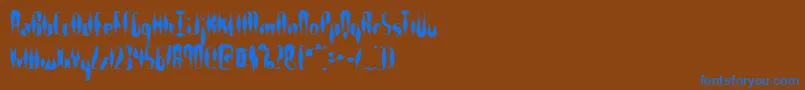 フォントQuillexs – 茶色の背景に青い文字