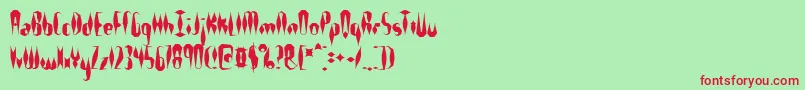 フォントQuillexs – 赤い文字の緑の背景