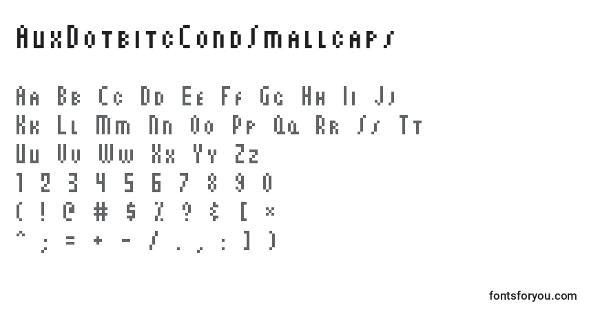 Шрифт AuxDotbitcCondSmallcaps – алфавит, цифры, специальные символы
