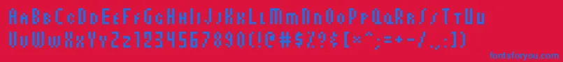 フォントAuxDotbitcCondSmallcaps – 赤い背景に青い文字