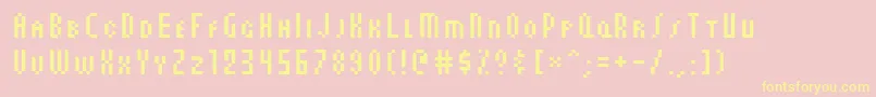 AuxDotbitcCondSmallcaps Font – Yellow Fonts on Pink Background