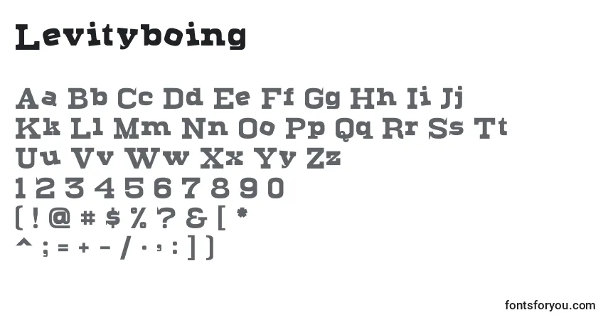 Czcionka Levityboing – alfabet, cyfry, specjalne znaki