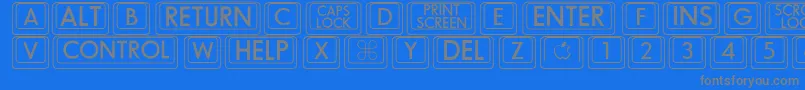 Fonte BkcapRegular – fontes cinzas em um fundo azul