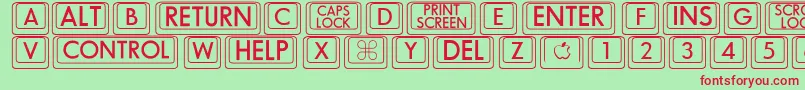 BkcapRegular-fontti – punaiset fontit vihreällä taustalla