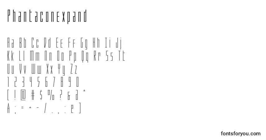 Czcionka Phantaconexpand – alfabet, cyfry, specjalne znaki
