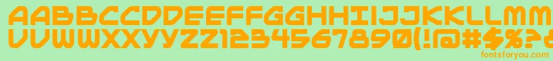 フォントMainframeBbBold – オレンジの文字が緑の背景にあります。