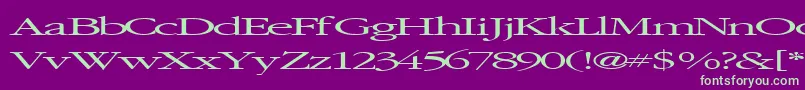 Elvissaxhorn45RegularTtext-Schriftart – Grüne Schriften auf violettem Hintergrund