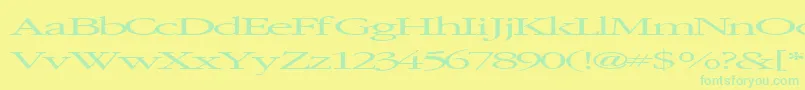 Fonte Elvissaxhorn45RegularTtext – fontes verdes em um fundo amarelo