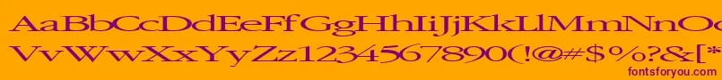 Elvissaxhorn45RegularTtext-Schriftart – Violette Schriften auf orangefarbenem Hintergrund