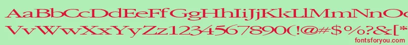 Elvissaxhorn45RegularTtext-Schriftart – Rote Schriften auf grünem Hintergrund