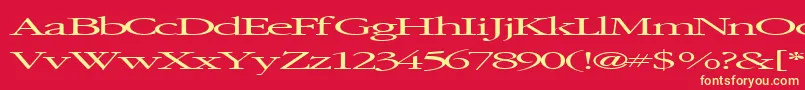 Elvissaxhorn45RegularTtext-Schriftart – Gelbe Schriften auf rotem Hintergrund