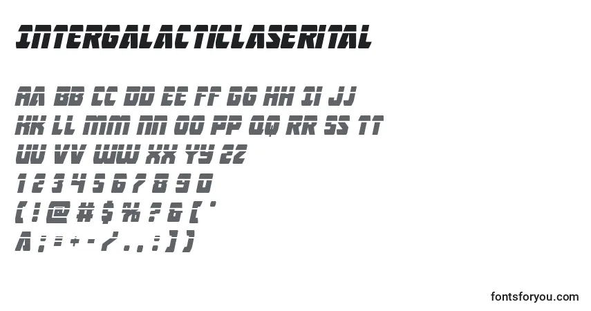 Czcionka Intergalacticlaserital – alfabet, cyfry, specjalne znaki
