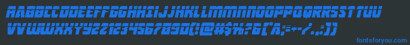 Intergalacticlaserital-Schriftart – Blaue Schriften auf schwarzem Hintergrund