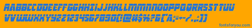 Intergalacticlaserital-Schriftart – Blaue Schriften auf orangefarbenem Hintergrund