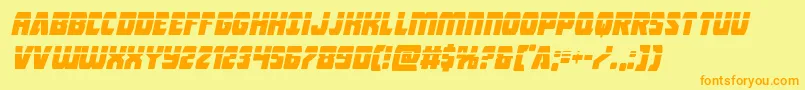 Intergalacticlaserital-Schriftart – Orangefarbene Schriften auf gelbem Hintergrund