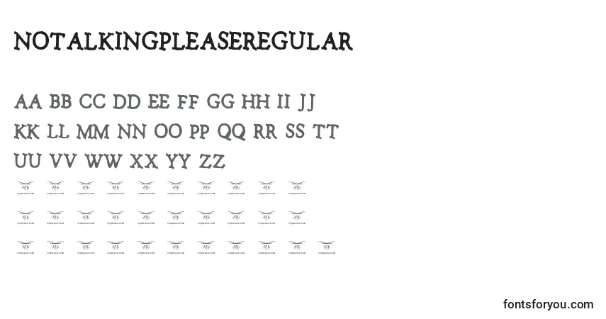 Czcionka NotalkingpleaseRegular – alfabet, cyfry, specjalne znaki