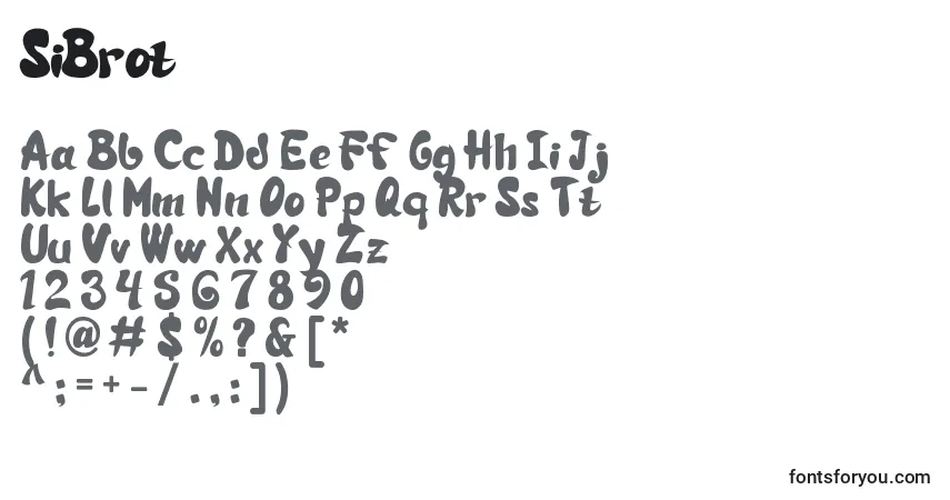 Czcionka SiBrot – alfabet, cyfry, specjalne znaki