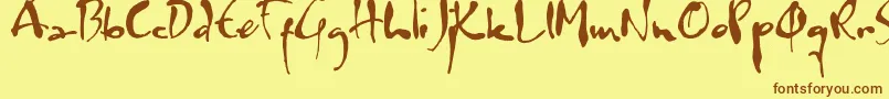 Watermarkフォントについての詳細 フォントWatermark – 茶色の文字が黄色の背景にあります。