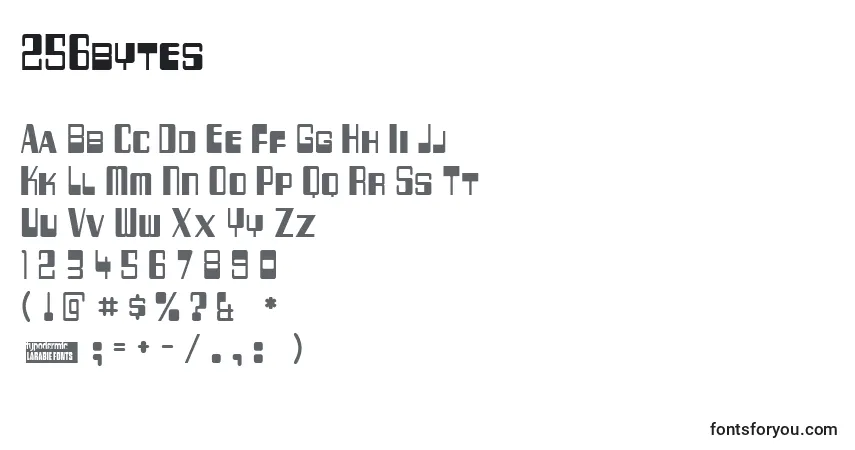 A fonte 256bytes – alfabeto, números, caracteres especiais