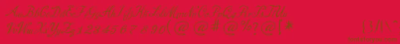 CursiveNiceNNew Font – Brown Fonts on Red Background