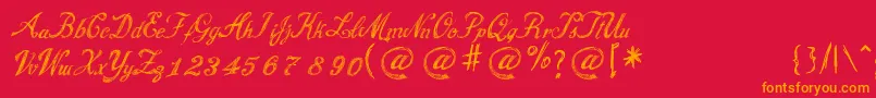 CursiveNiceNNew Font – Orange Fonts on Red Background