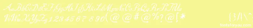フォントCursiveNiceNNew – 黄色い背景に白い文字