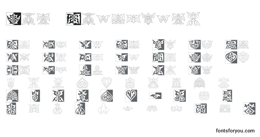 Schriftart Prt Ornament2 – Alphabet, Zahlen, spezielle Symbole