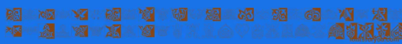 フォントPrt Ornament2 – 茶色の文字が青い背景にあります。
