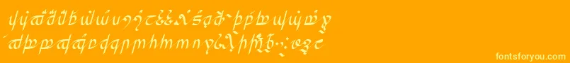 GreifswalderTengwar-Schriftart – Gelbe Schriften auf orangefarbenem Hintergrund