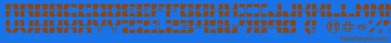 フォントDrawnAndQuartered – 茶色の文字が青い背景にあります。