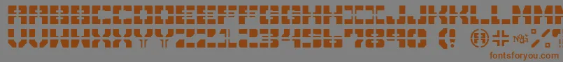 フォントDrawnAndQuartered – 茶色の文字が灰色の背景にあります。