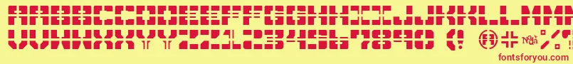 DrawnAndQuartered-fontti – punaiset fontit keltaisella taustalla