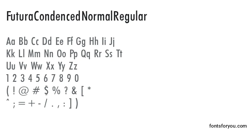 Czcionka FuturaCondencedNormalRegular – alfabet, cyfry, specjalne znaki
