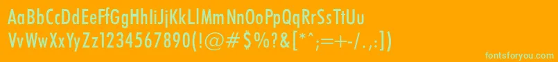 FuturaCondencedNormalRegular-fontti – vihreät fontit oranssilla taustalla
