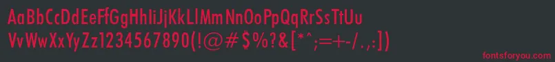 FuturaCondencedNormalRegular-Schriftart – Rote Schriften auf schwarzem Hintergrund