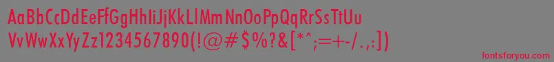 Weitere Informationen zur FuturaCondencedNormalRegular-Schriftart FuturaCondencedNormalRegular-Schriftart – Rote Schriften auf grauem Hintergrund