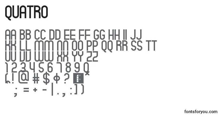 A fonte Quatro – alfabeto, números, caracteres especiais