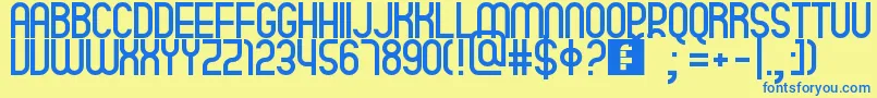 フォントQuatro – 青い文字が黄色の背景にあります。