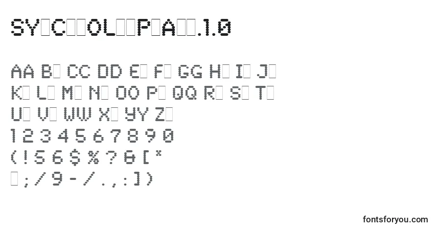 Schriftart SynchroLetPlain.1.0 – Alphabet, Zahlen, spezielle Symbole