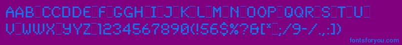 SynchroLetPlain.1.0-fontti – siniset fontit violetilla taustalla