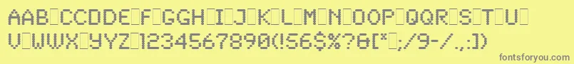 SynchroLetPlain.1.0-fontti – harmaat kirjasimet keltaisella taustalla