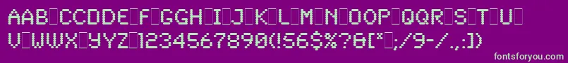フォントSynchroLetPlain.1.0 – 紫の背景に緑のフォント