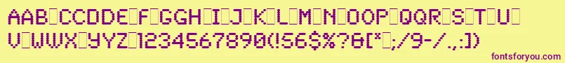 SynchroLetPlain.1.0-fontti – violetit fontit keltaisella taustalla