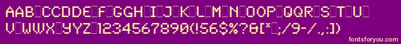 フォントSynchroLetPlain.1.0 – 紫の背景に黄色のフォント