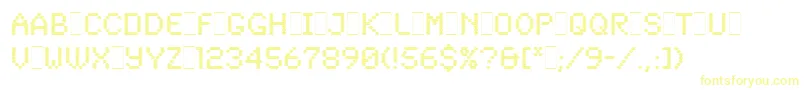 フォントSynchroLetPlain.1.0 – 白い背景に黄色の文字